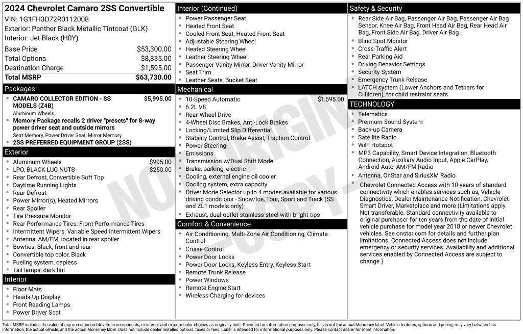 Used 2024 Chevrolet Camaro SS RWD image 4