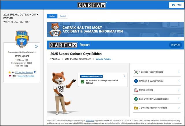 Used 2025 Subaru Outback Onyx Edition image 12