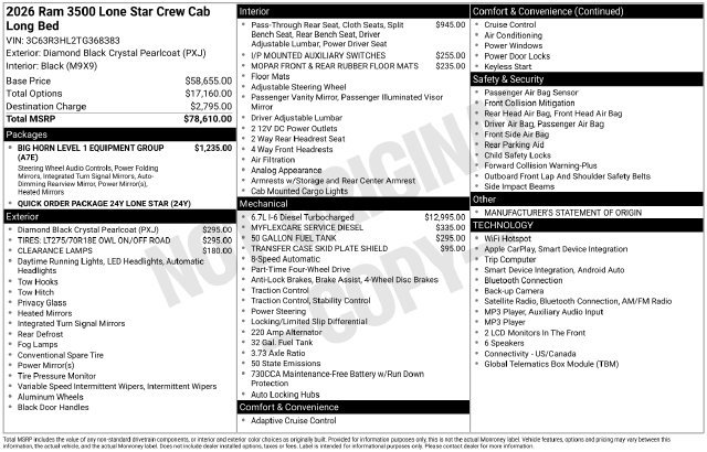 New 2026 RAM 3500 Lone Star AWD/4WD image 35