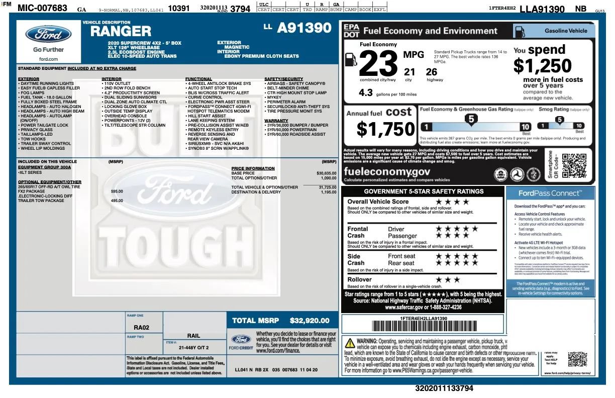 Used 2020 Ford Ranger XLT w/ FX2 Package RWD image 5