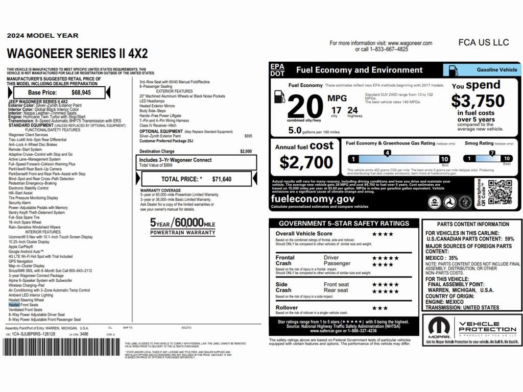 Used 2024 Jeep Wagoneer Series II w/ Flexible Seating Group image 2