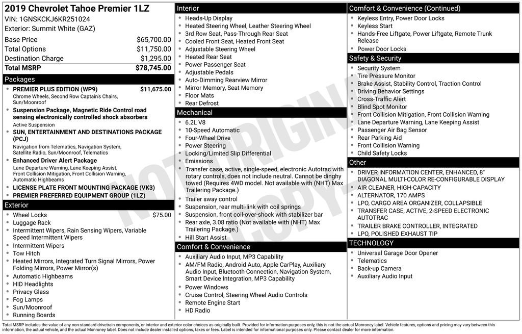 Used 2019 Chevrolet Tahoe Premier w/ Premier Plus Edition AWD/4WD image 2