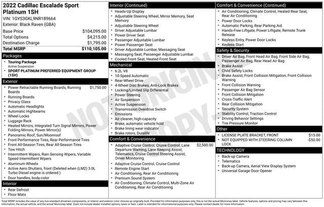 Certified 2022 Cadillac Escalade Sport Platinum RWD image 38