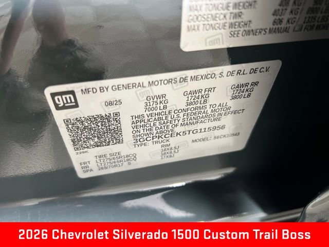 New 2026 Chevrolet Silverado 1500 Custom Trail Boss image 25