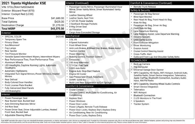 Used 2021 Toyota Highlander XSE FWD image 38
