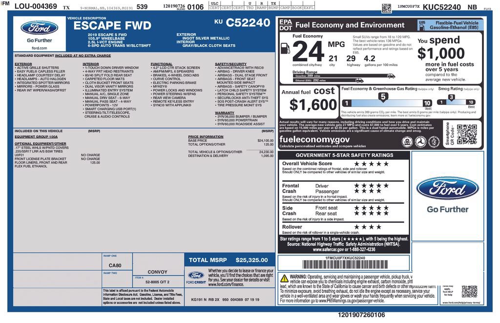 Used 2019 Ford Escape S FWD image 39