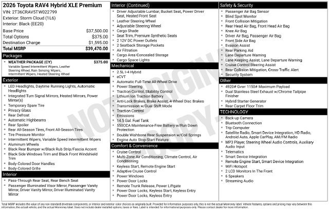 Used 2026 Toyota RAV4 XLE Premium w/ Weather Package AWD/4WD image 4