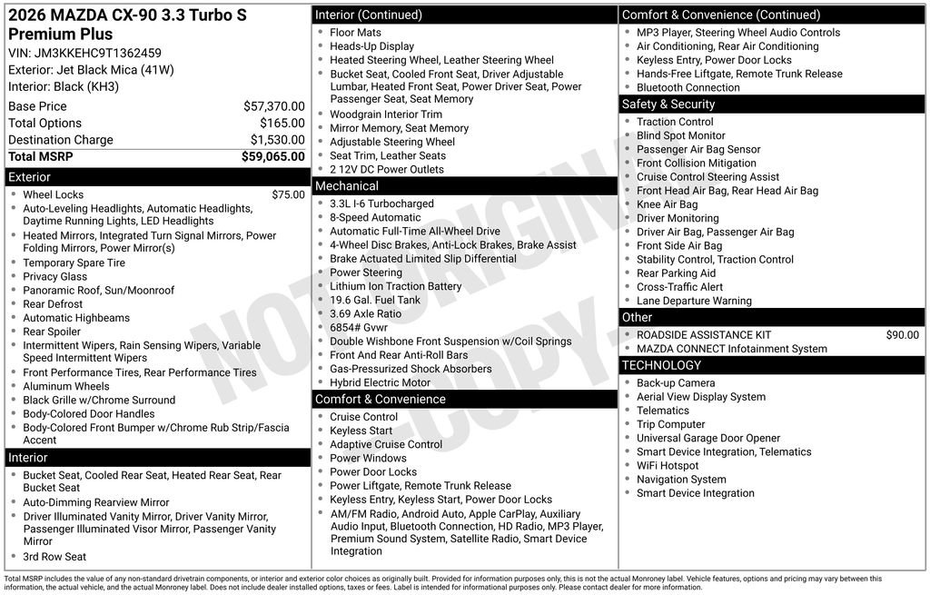 New 2026 MAZDA CX-90 3.3 Turbo S w/ Premium Plus AWD/4WD image 6