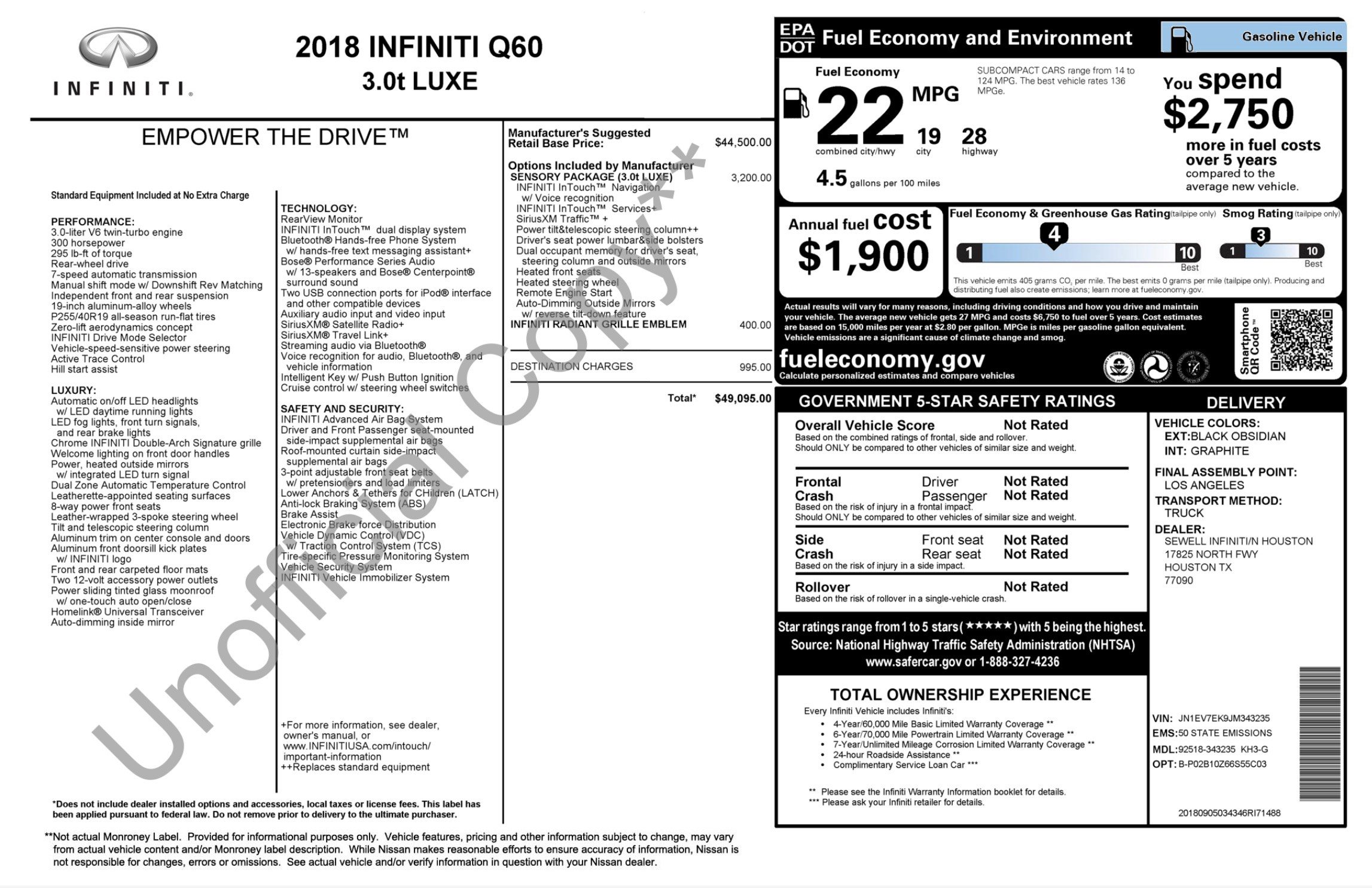 Used 2018 INFINITI Q60 3.0t Luxe w/ Sensory Package 3.0T Luxe RWD image 3