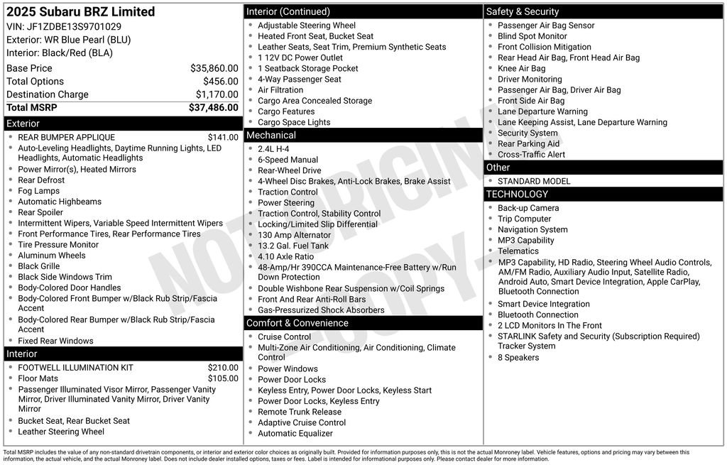 Certified 2025 Subaru BRZ Limited RWD image 5