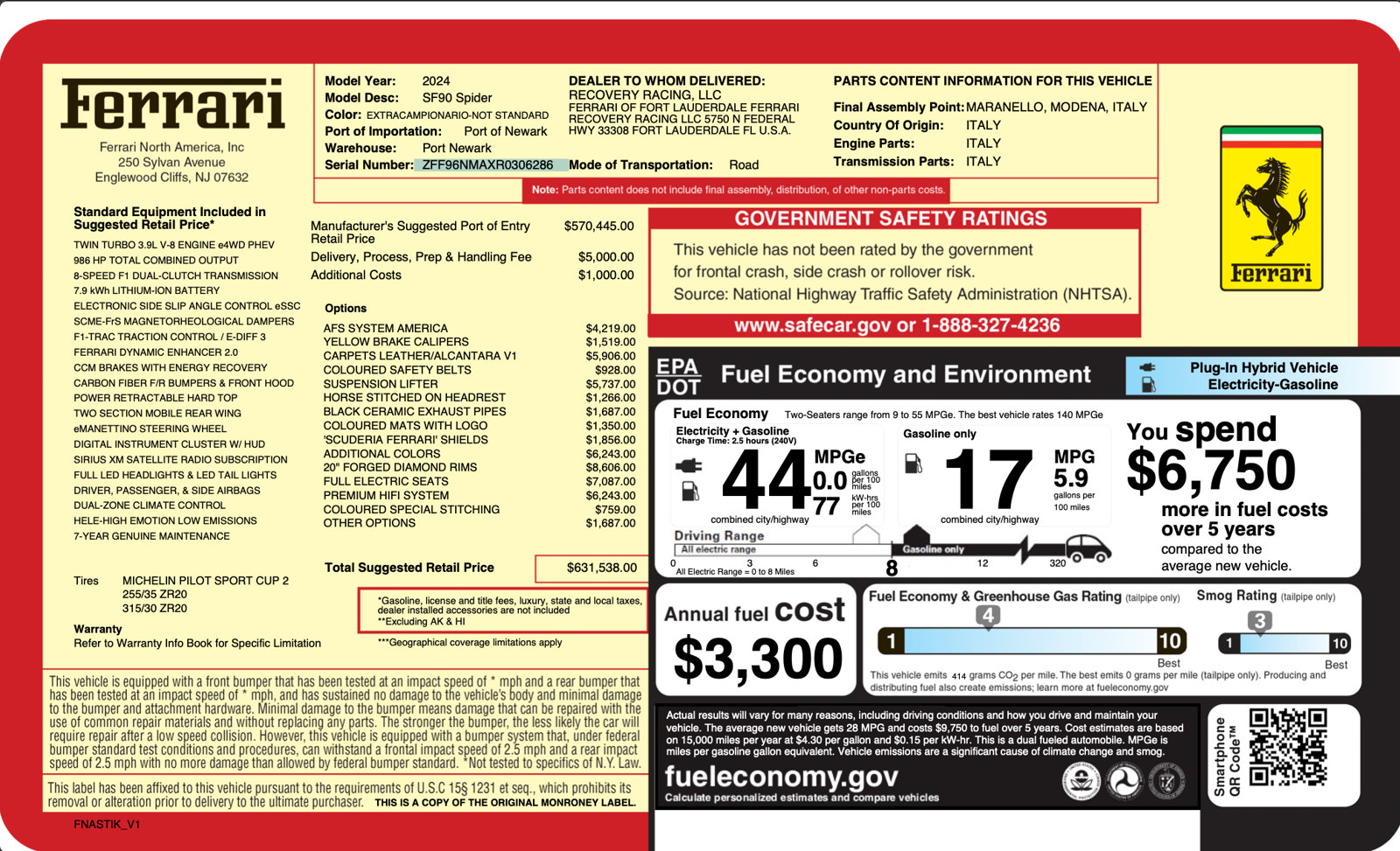 Certified 2024 Ferrari SF90 Spider AWD/4WD image 51