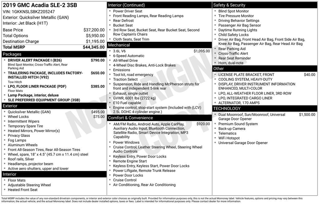 Used 2019 GMC Acadia SLE w/ Driver Alert Package I AWD/4WD image 5
