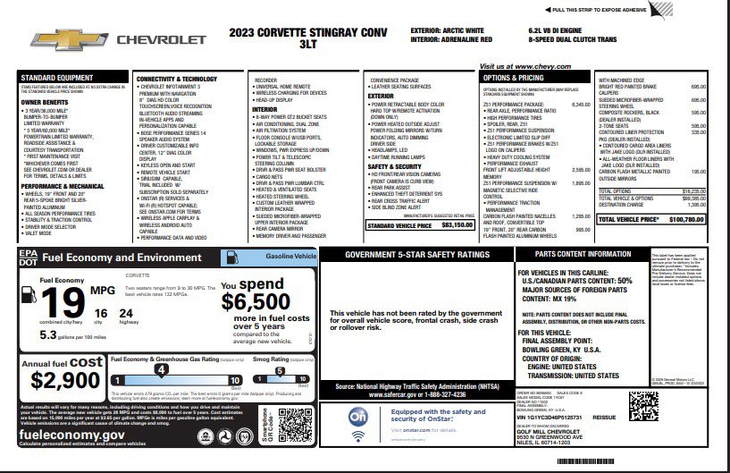 Used 2023 Chevrolet Corvette Stingray Premium Conv w/ Z51 Performance Package image 4