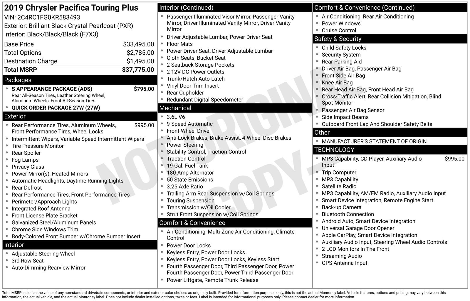 Used 2019 Chrysler Pacifica Touring Plus w/ S Appearance Package FWD image 4