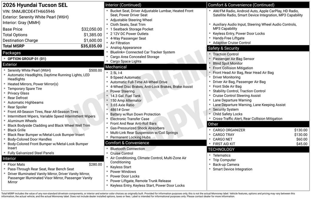 New 2026 Hyundai Tucson SEL AWD/4WD image 1