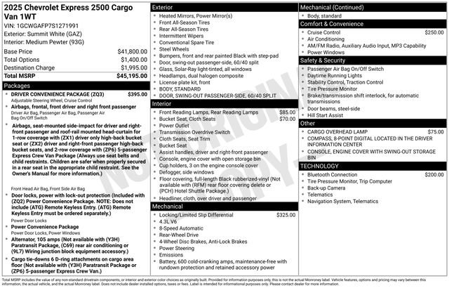 New 2025 Chevrolet Express 2500 w/ Driver Convenience Package image 6