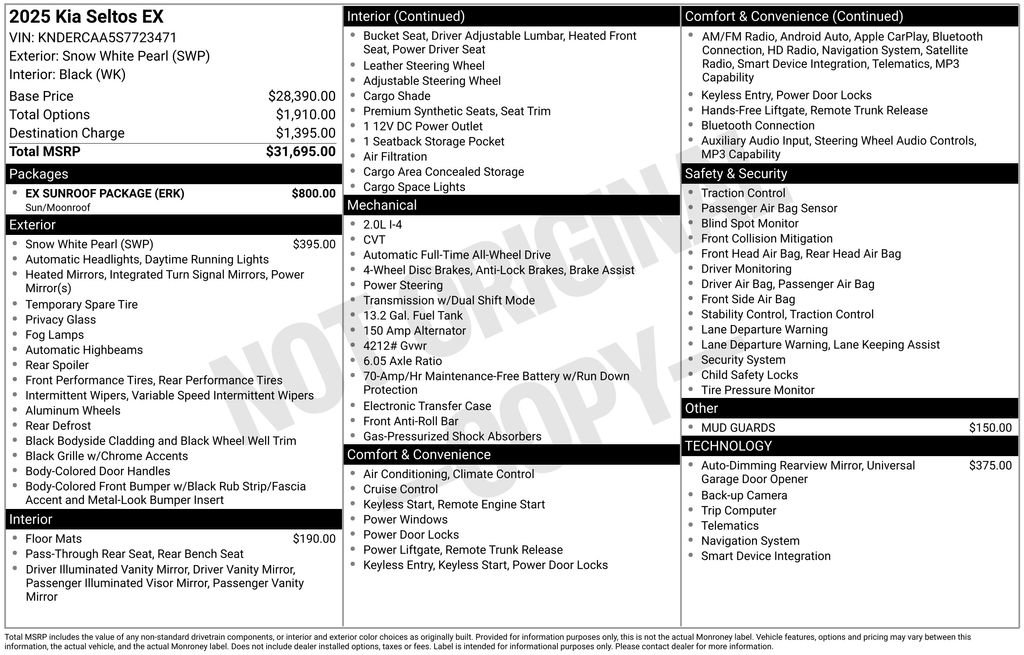 Used 2025 Kia Seltos EX w/ EX Sunroof Package AWD/4WD image 2