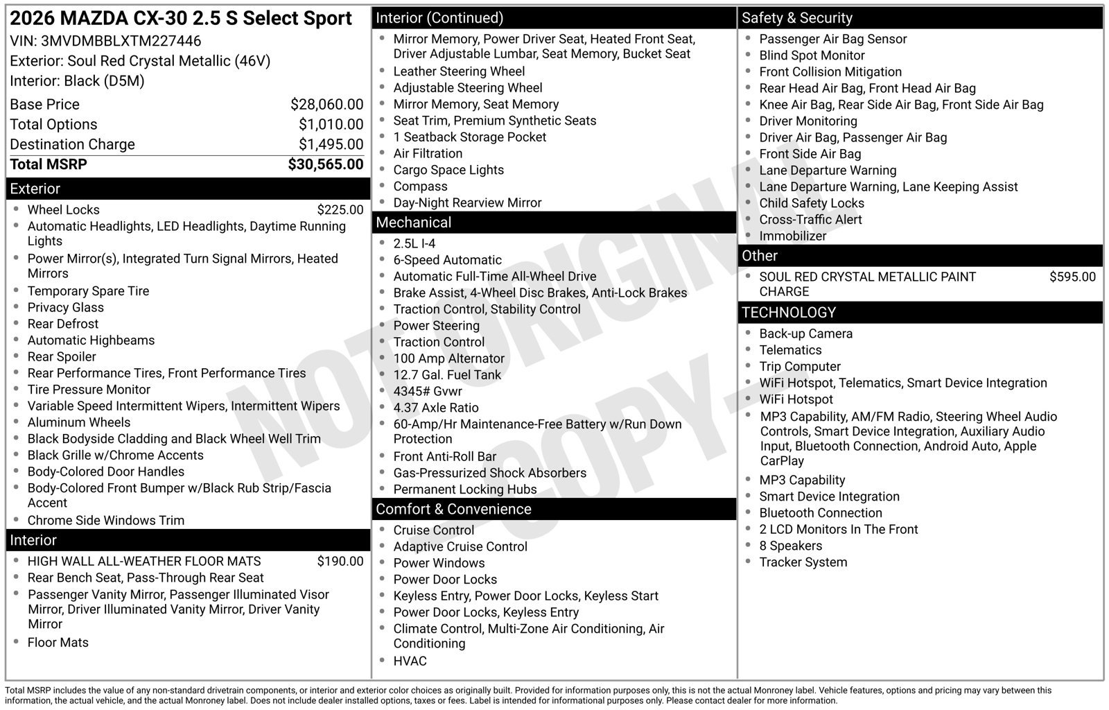 New 2026 MAZDA CX-30 AWD 2.5 S w/ Select Sport Pkg image 22