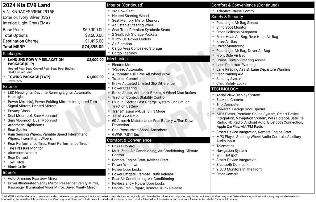 Certified 2024 Kia EV9 Land AWD/4WD image 10