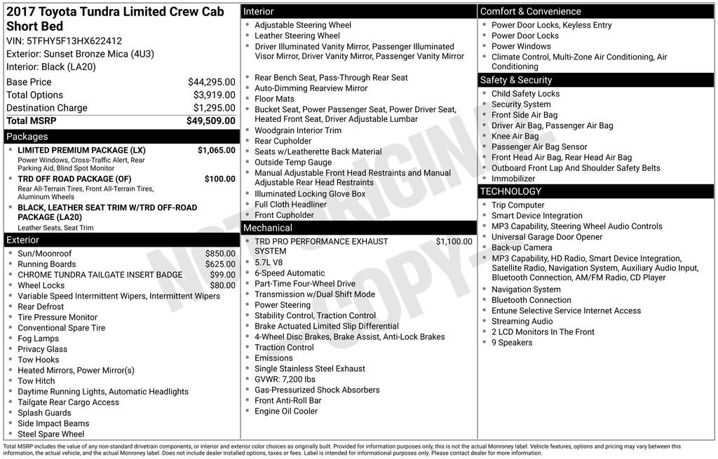 Used 2017 Toyota Tundra Limited w/ Limited Premium Package AWD/4WD image 3