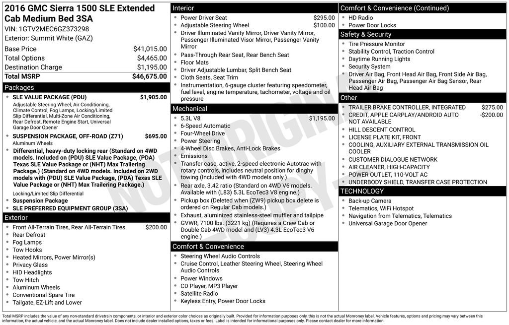 Used 2016 GMC Sierra 1500 SLE w/ SLE Value Package image 5