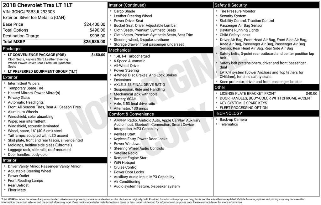 Used 2018 Chevrolet Trax LT w/ LT Convenience Package AWD/4WD image 38