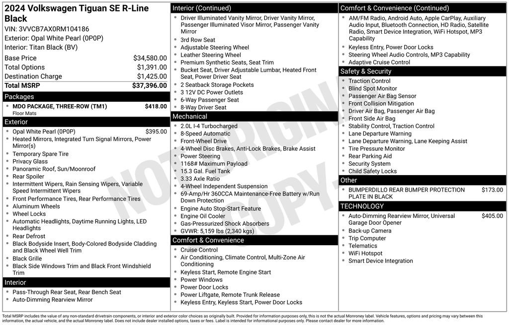 Certified 2024 Volkswagen Tiguan SE R-Line w/ MDO Package, Three-Row FWD image 31