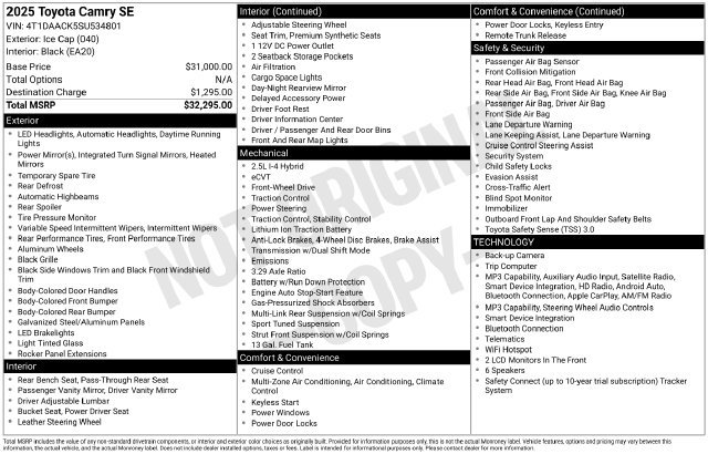 Used 2025 Toyota Camry SE FWD image 38