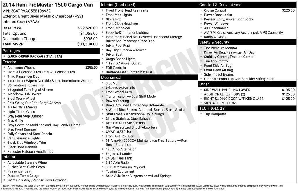 Used 2014 RAM ProMaster 1500 FWD image 9