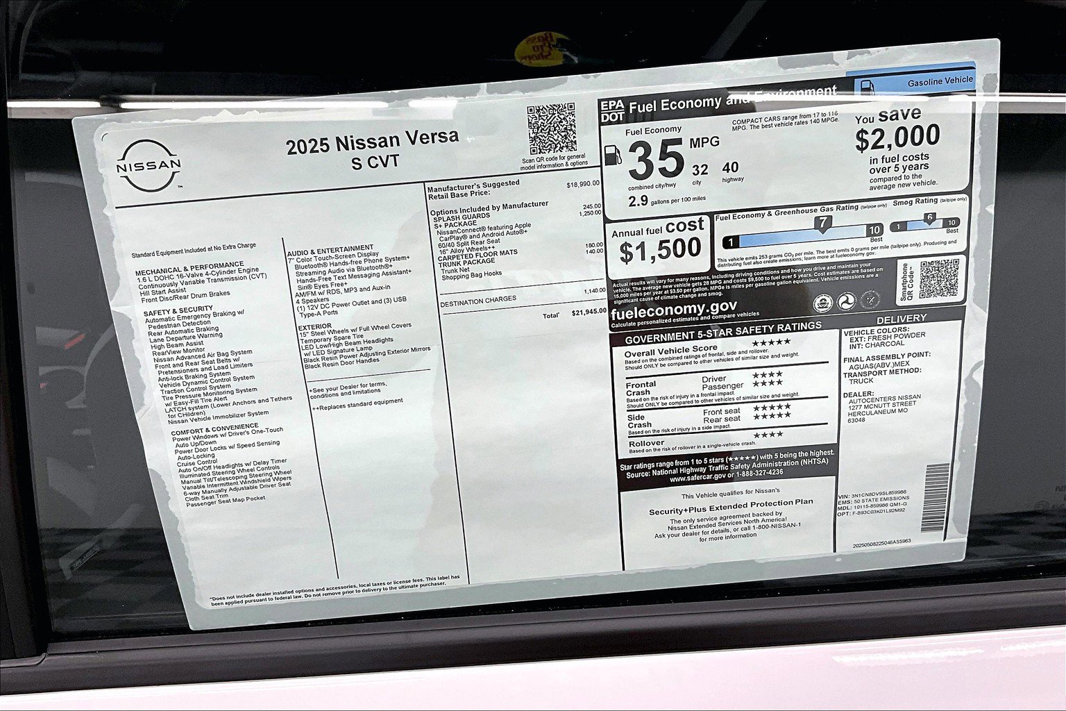 New 2025 Nissan Versa S w/ S Plus Package FWD image 38
