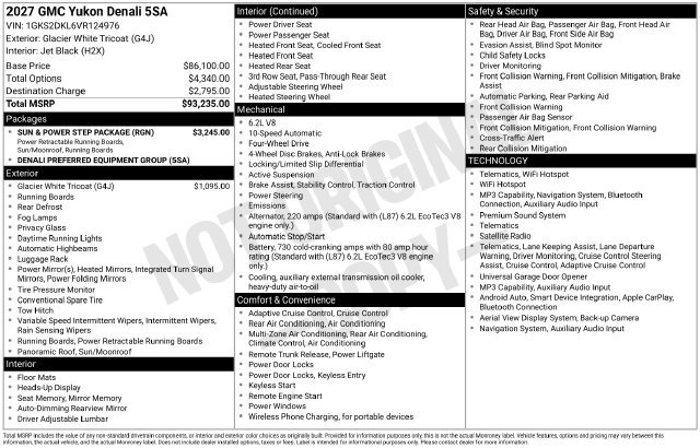 New 2027 GMC Yukon Denali w/ Sun & Power Step Package AWD/4WD image 32