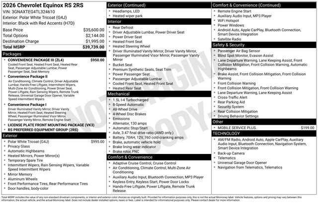 New 2026 Chevrolet Equinox RS w/ Convenience Package III image 26