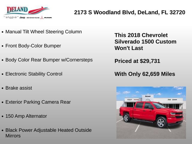 Used 2018 Chevrolet Silverado 1500 Custom w/ Custom Value Package AWD/4WD image 37