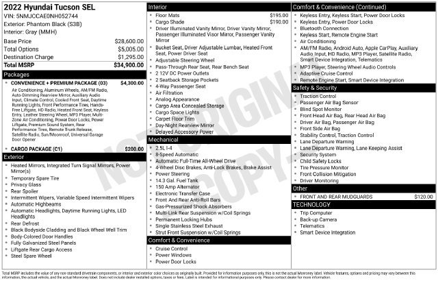 Used 2022 Hyundai Tucson SEL w/ Convenience + Premium Package AWD/4WD image 8