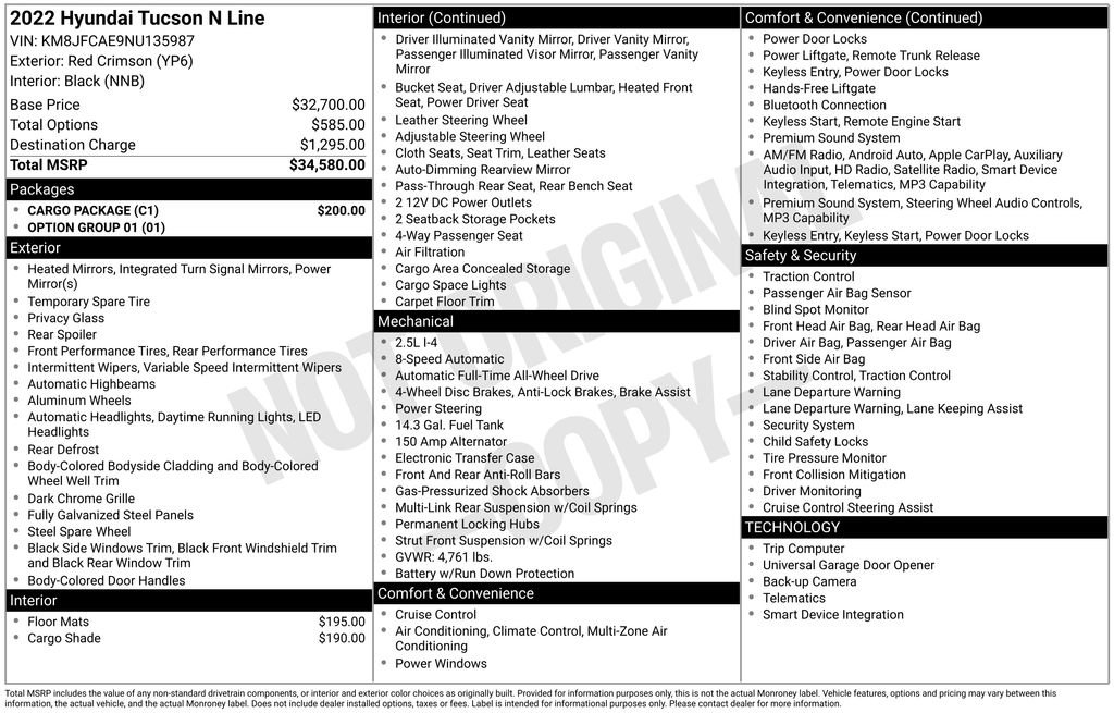 Used 2022 Hyundai Tucson N Line w/ Cargo Package image 39