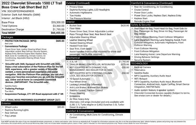 Used 2022 Chevrolet Silverado 1500 LT Trail Boss w/ Protection Package AWD/4WD image 32