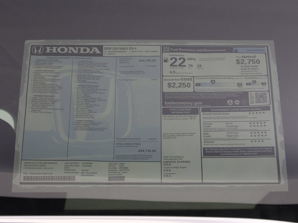 New 2026 Honda Odyssey EX-L image 22