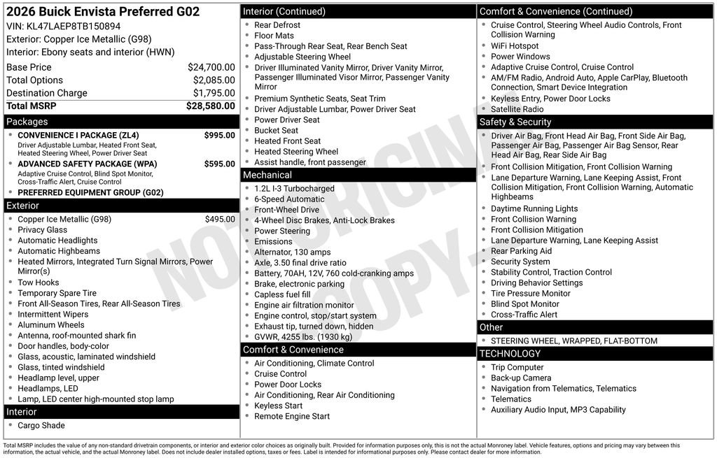 New 2026 Buick Envista Sport Touring w/ Convenience I Package FWD image 47