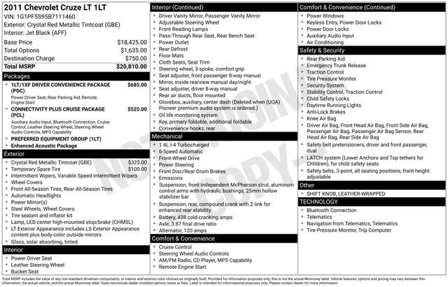 Used 2011 Chevrolet Cruze LT FWD image 4