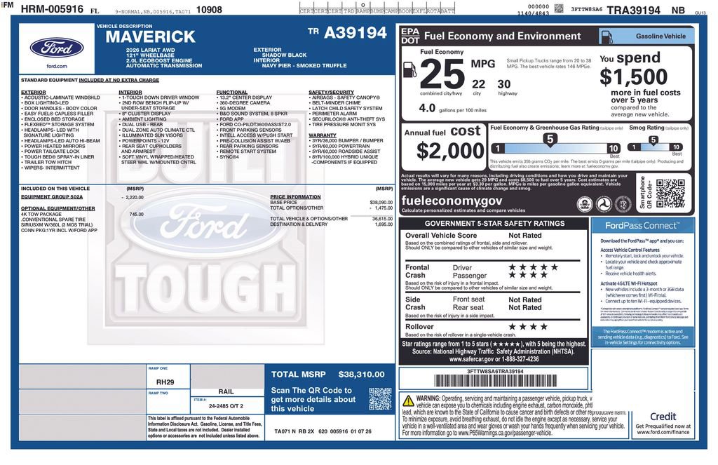 New 2026 Ford Maverick Lariat w/ 4K Tow Package AWD/4WD image 4