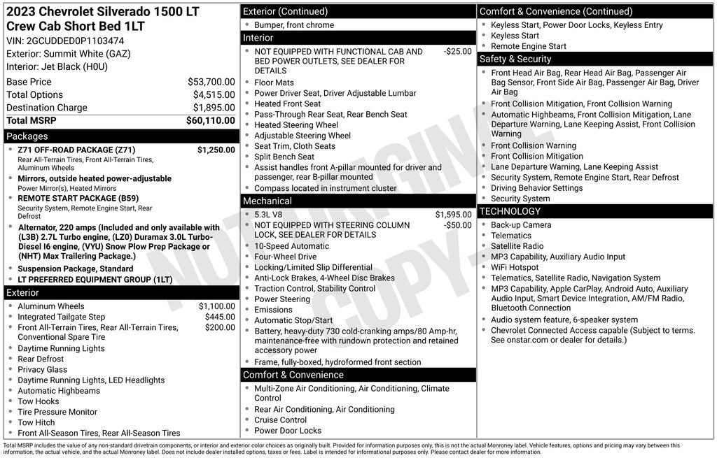 Used 2023 Chevrolet Silverado 1500 LT w/ Z71 Off-Road Package AWD/4WD image 37
