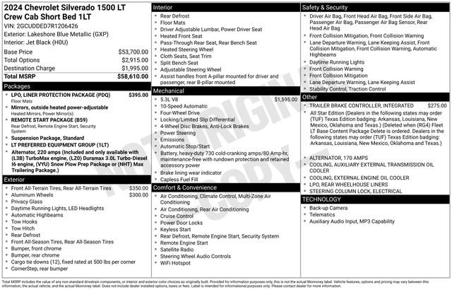 Certified 2024 Chevrolet Silverado 1500 LT w/ LPO, Liner Protection Package AWD/4WD image 4