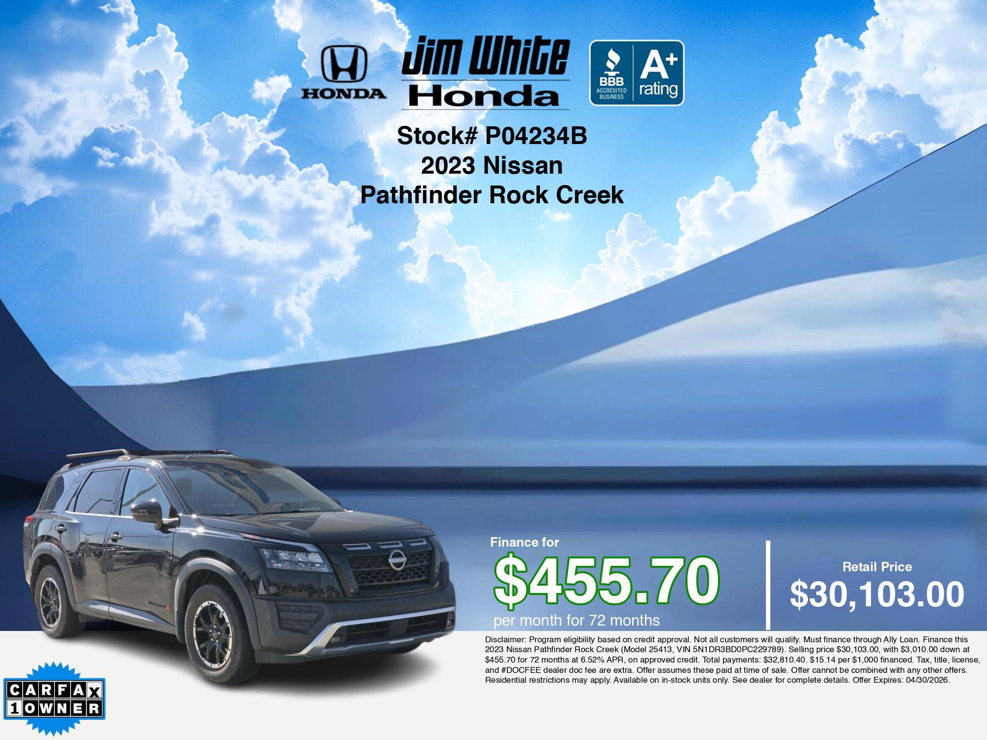 Used 2023 Nissan Pathfinder Rock Creek AWD/4WD image 3