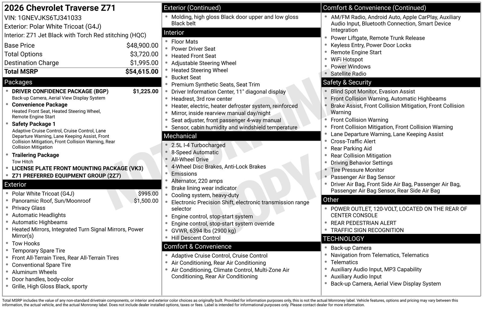 New 2026 Chevrolet Traverse Z71 w/ Driver Confidence Package AWD/4WD image 32