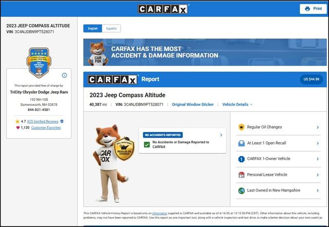 Used 2023 Jeep Compass Altitude w/ Convenience Group image 13