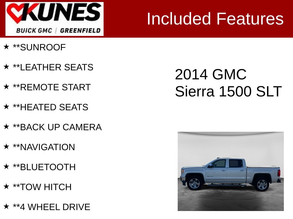 Used 2014 GMC Sierra 1500 SLT w/ SLT Crew Cab Value Package AWD/4WD image 2