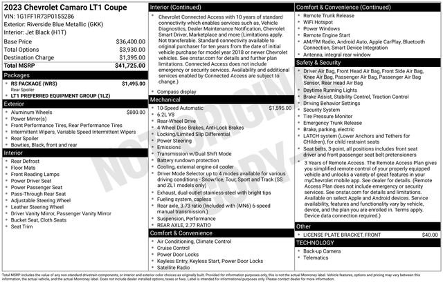 Used 2023 Chevrolet Camaro LT w/ RS Package RWD image 27
