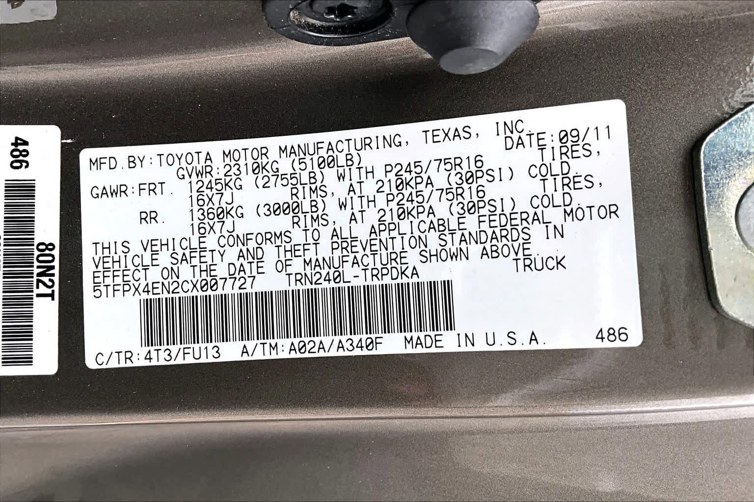 Used 2012 Toyota Tacoma 4x4 Regular Cab image 32