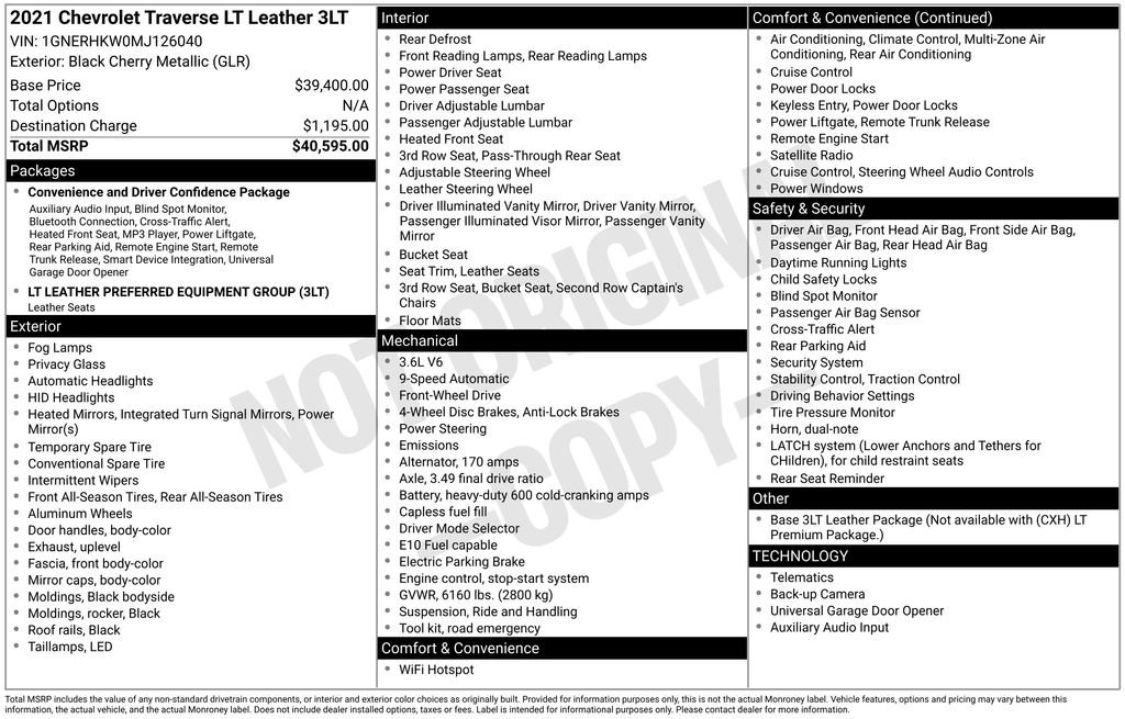 Used 2021 Chevrolet Traverse LT FWD image 6