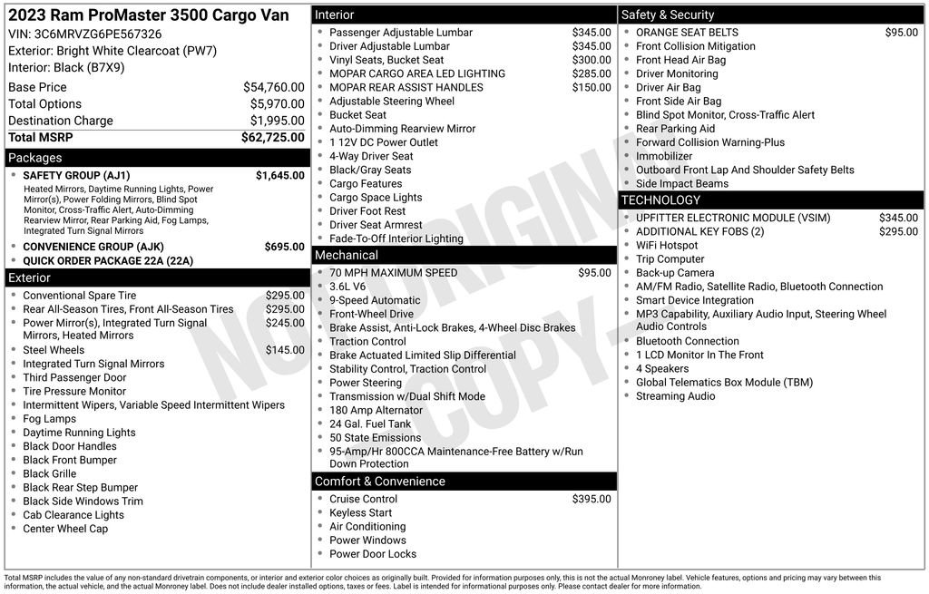 Used 2023 RAM ProMaster 3500 w/ Safety Group FWD image 35
